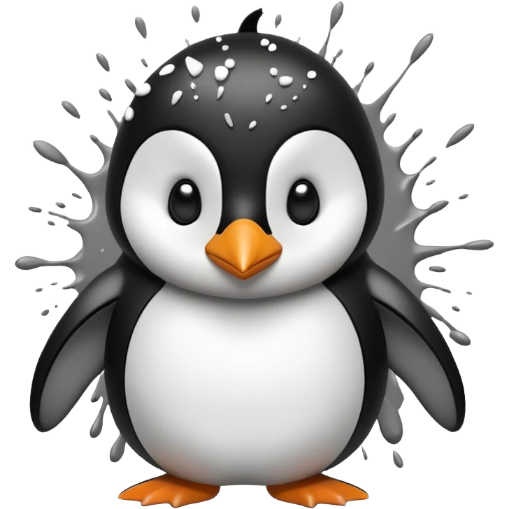 penguin bursting with cartoon explosion emoji