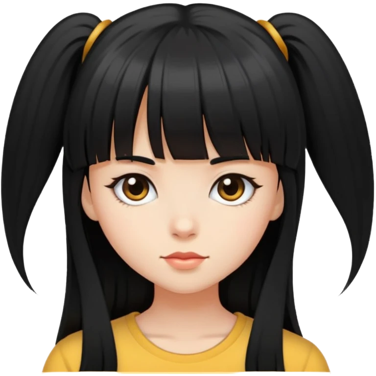 Black long hair girl with bangs emoji
