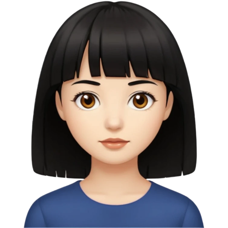 Siyah saçlı Açık tenli kısa orta saçlı kahküllü açık kahve göz kahverengi kaş emoji