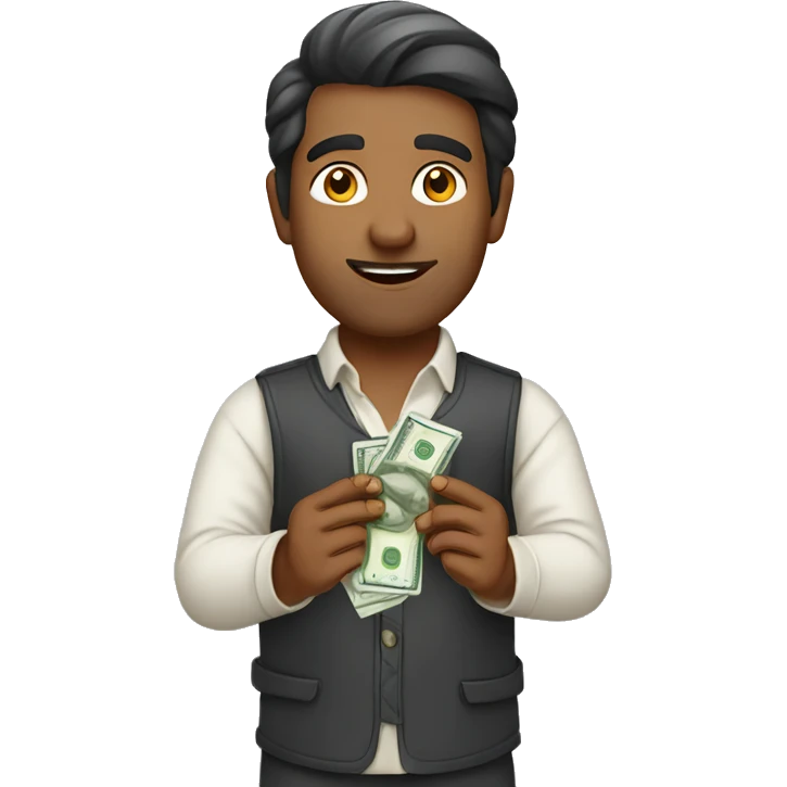 Indian man holding money in his hands emoji
