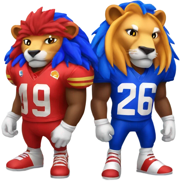 Sonic and knuckles with lions jerseys emoji