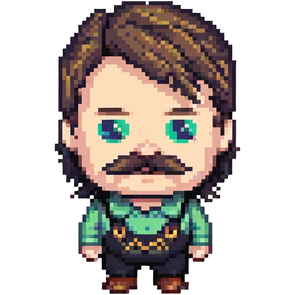 A pixelated angry office manager with a mustache and furrowed brows emoji