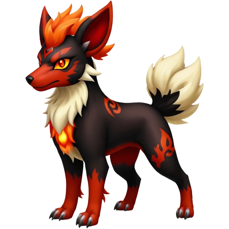 Shiny Exotic Gothic Houndoom-Arcanine-Pokémon-Fakémon-hybrid-creature emoji