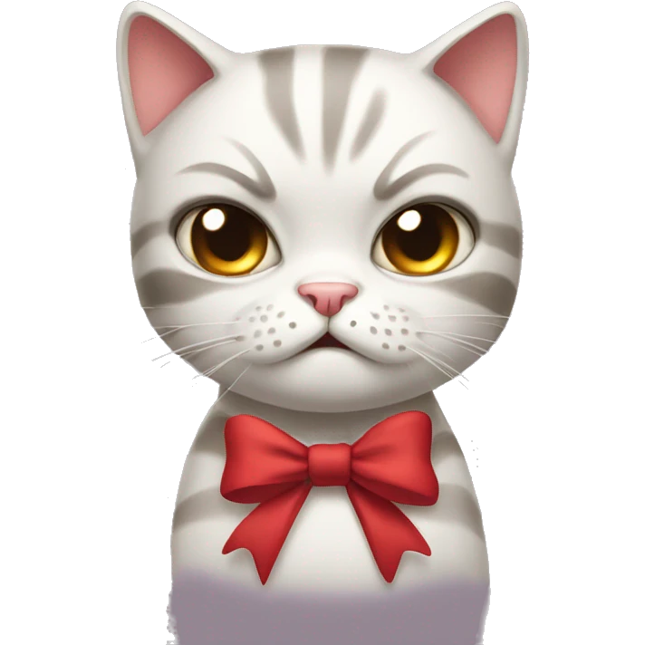 angry girl cat with bow emoji