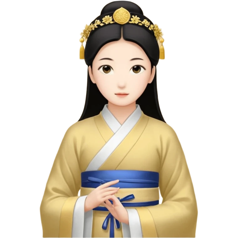 带着学士帽的，深棕色长发，黄种偏白皮肤的，高鼻梁，不戴眼镜的女博士生，在单只眼眨眼并开朗的笑，年龄26岁，学士服全身深蓝色短绒质地，但是黑领子， emoji