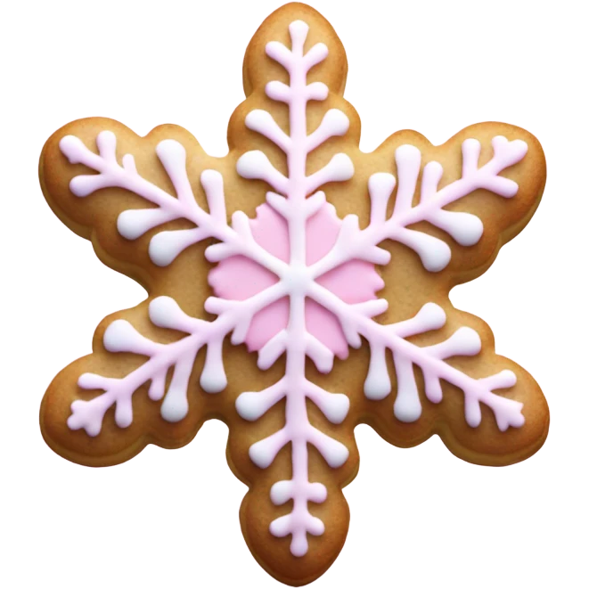 A snowflake cookie with light pink frosting  emoji