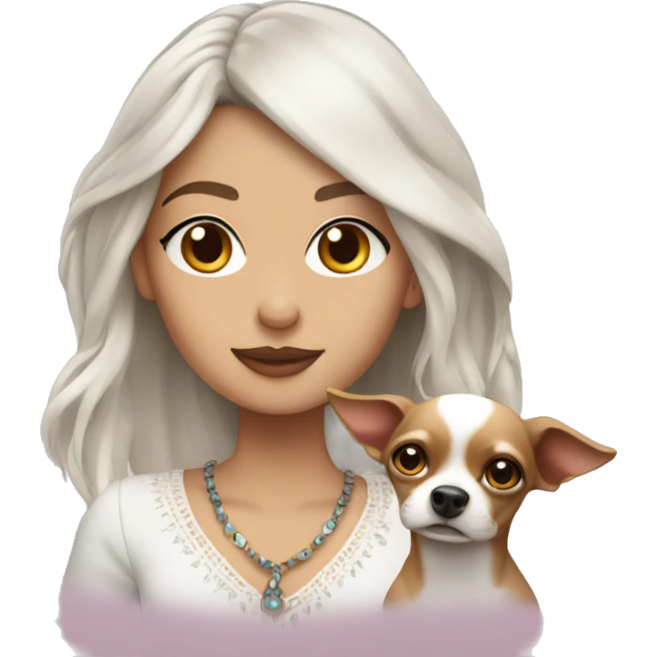 White gypsy with chihuahua emoji