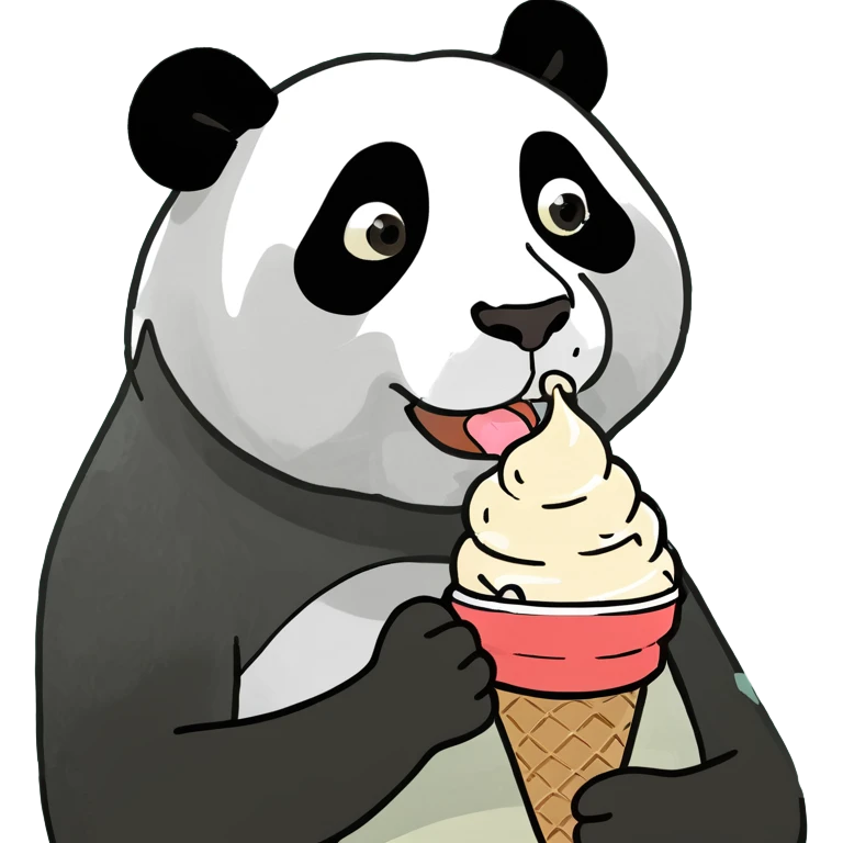 Panda eating ice cream emoji