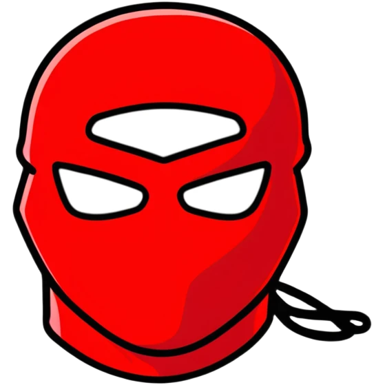red and black ski mask emoji