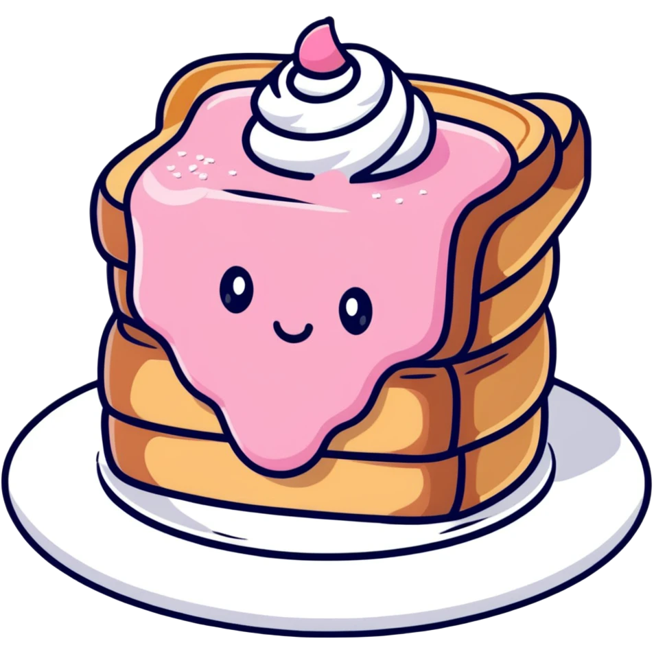 cute pink french toast with powdered sugar emoji