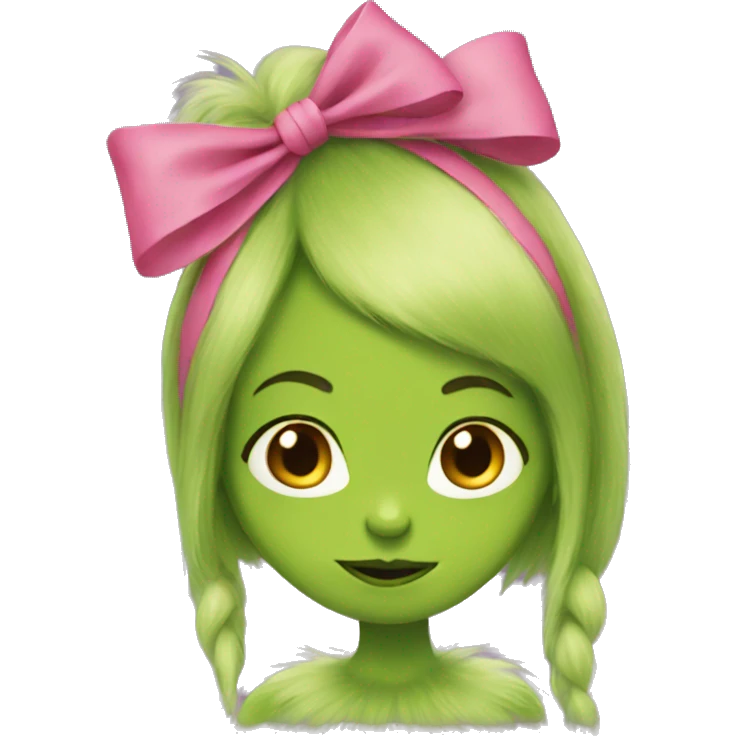 Girl grinch with a pink bow emoji