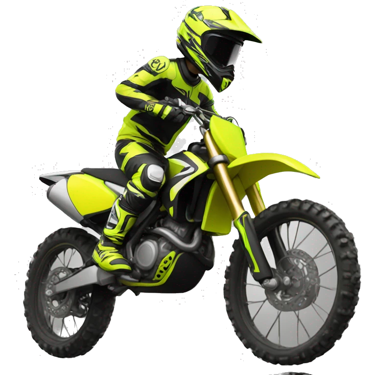 Motocross rider with yellow Fluor motorcycle  emoji