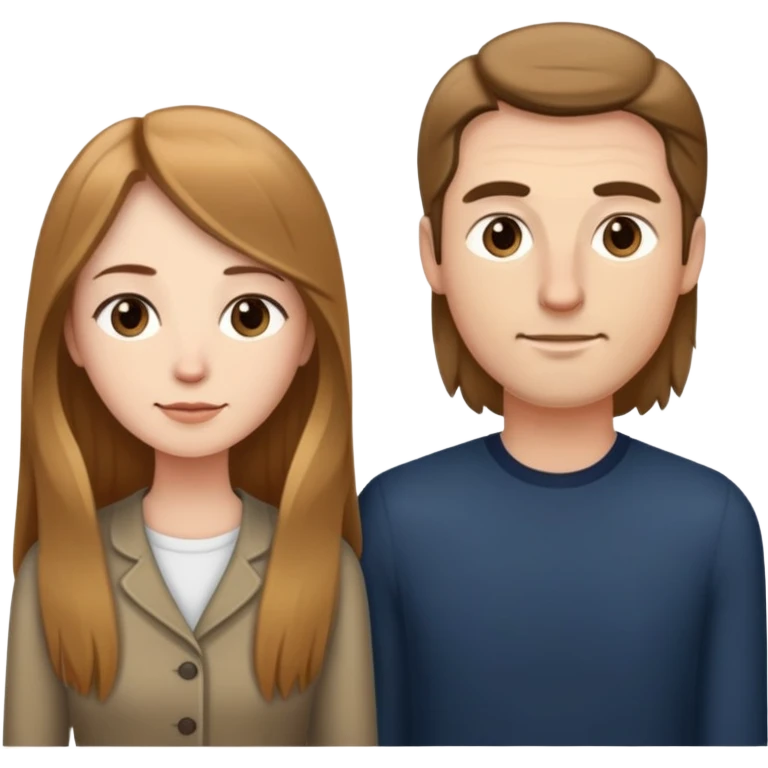 Short wife with light brown long hair next to tall husband  emoji