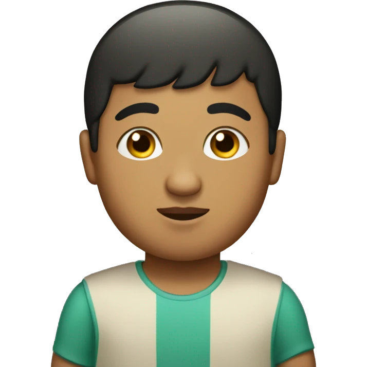 Chubby Arab boy with bowl cut and tanned skin emoji