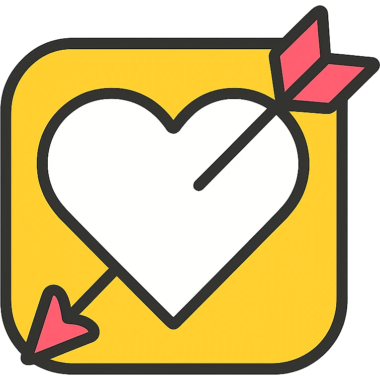 white cupid heart, outlined color icon style emoji