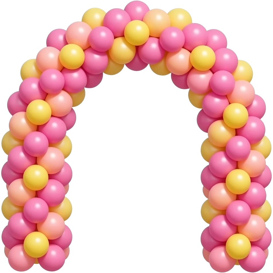 pink yellow balloon arch inspired by Barbie colour palette emoji
