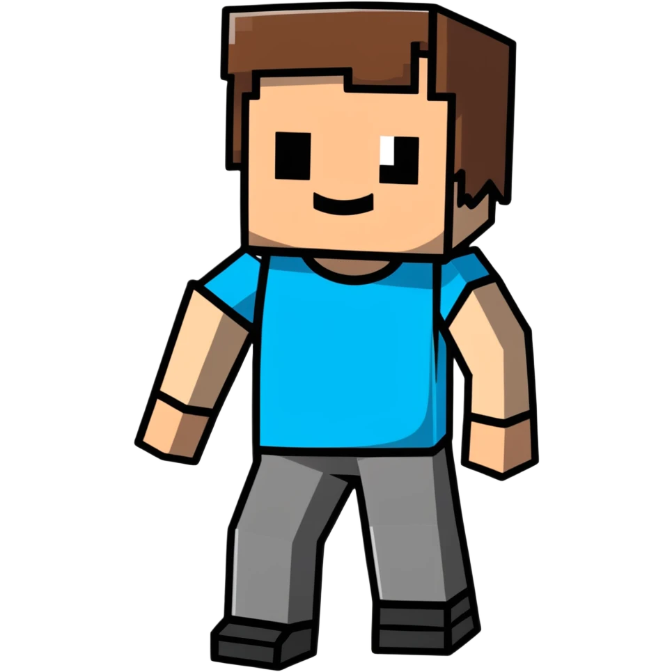 Minecraft Steve character in cartoon sticker style emoji
