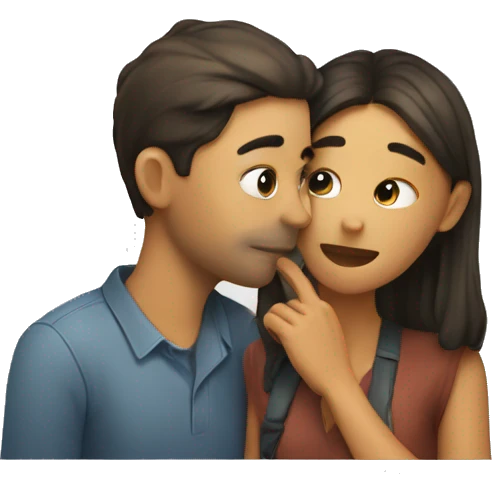 2 people lookingat eachother whispering emoji
