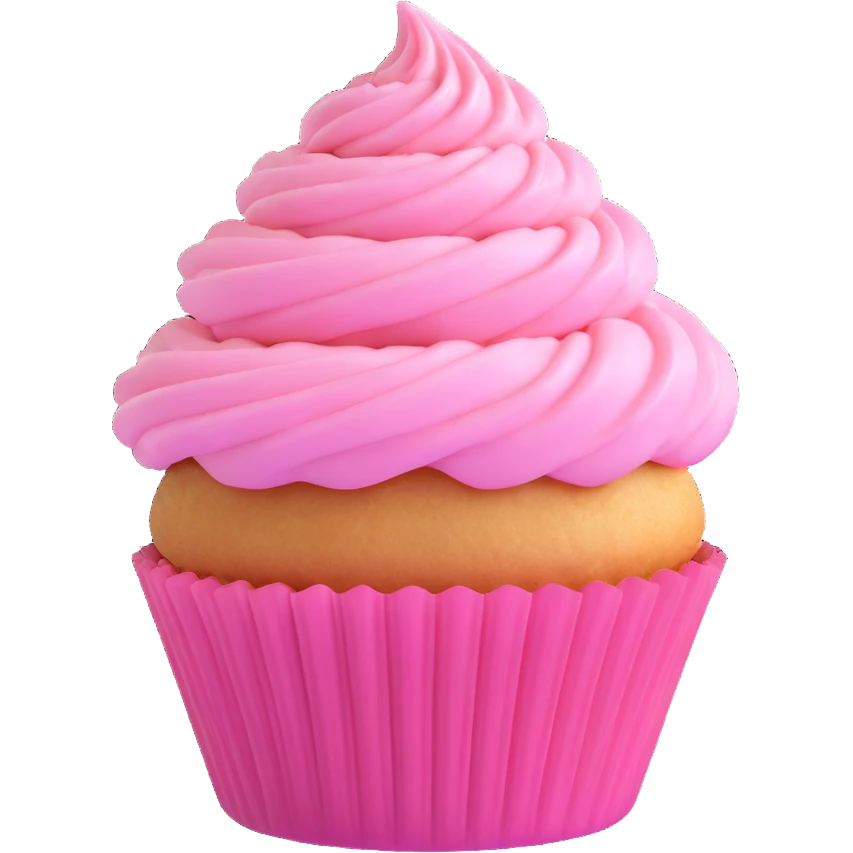A cupcake with pink icing emoji