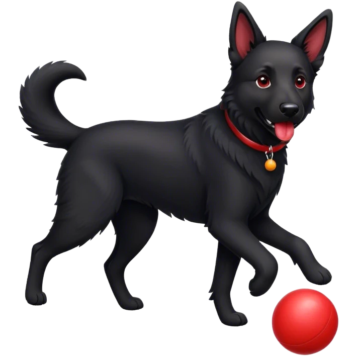 Black Shepherd red Ball  emoji