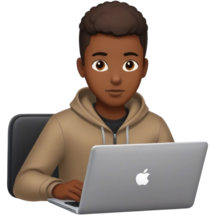 black young man writing code on a laptop emoji