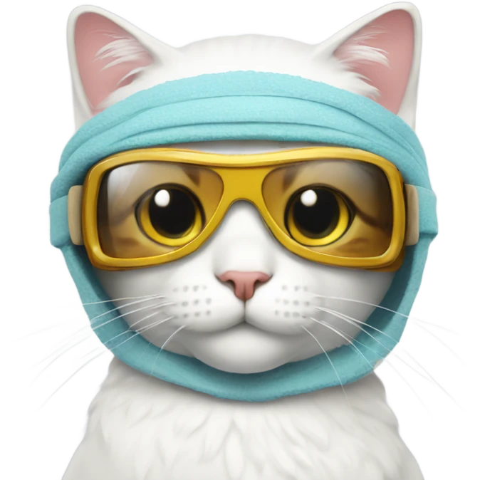 Spa cat with ski googles emoji