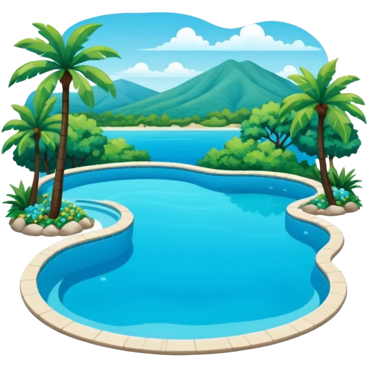 piscina con paisaje emoji