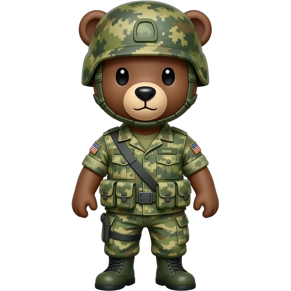 Bear wearing army outfit emoji