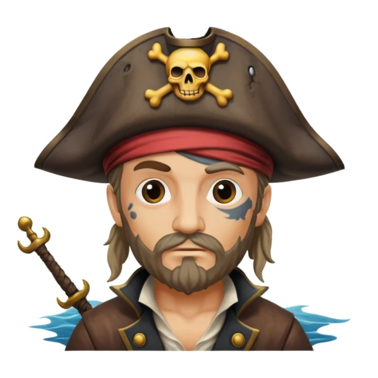 pirate with eye sailing a ship in strom sea background emoji