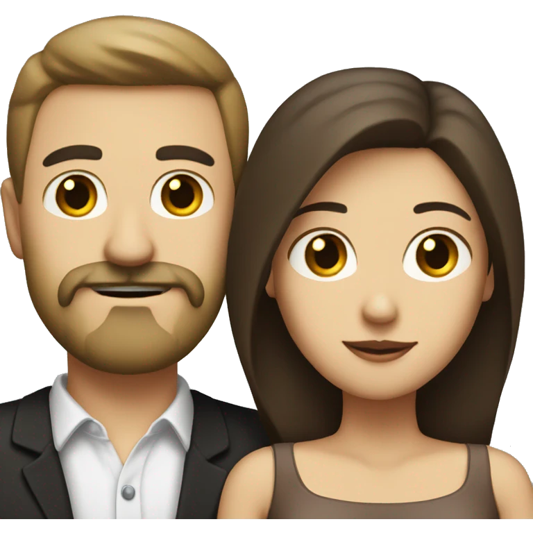 A man with a white mustache and beard and a brunette wife emoji