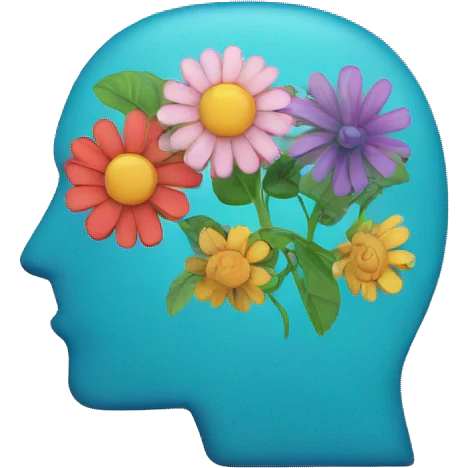 ADHD logo with a brain with Flowers  emoji