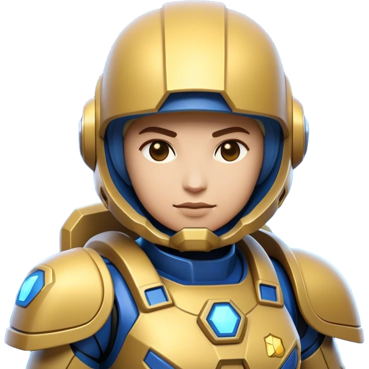 Clash of Clans aesthetic: Cinematic heroic Terran Marine Hero close up Emoji, rendered in a 3D vector-style similar to standard emojis with minimal shading and bold, simplified shapes. A compact, heroic isometric figure clad in futuristic power armor with signature energy accents, softly glowing with a cosmic battle charm. Simplified yet unmistakably iconic, highly detailed and consistent, glowing with a soft radiant shine and high gloss. Stylized with a touch of interstellar valor and a soft glowing outline, capturing the essence of an elite space warrior with a friendly, playful manner! emoji