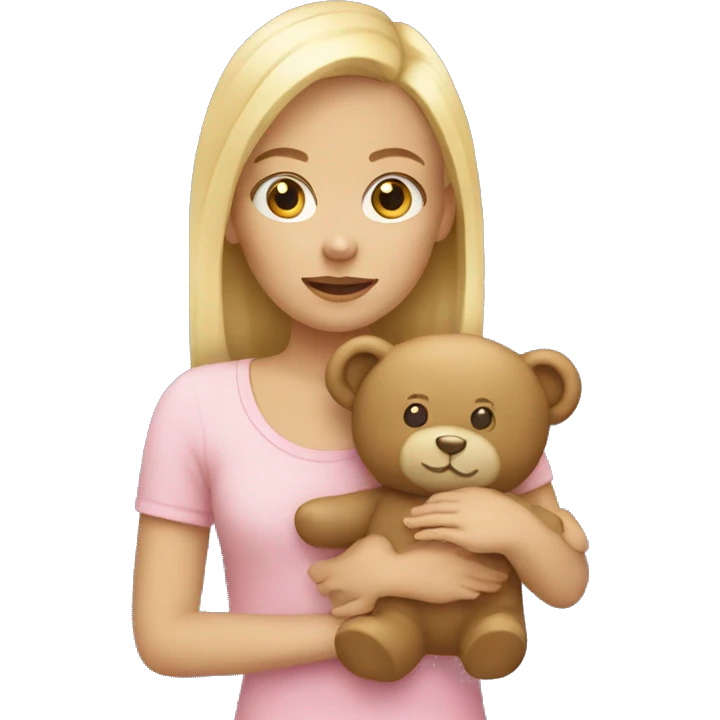 Blonde girls holding a teddy bear emoji