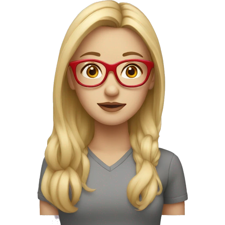 blonde girl, red glasses, ponytial, head only emoji