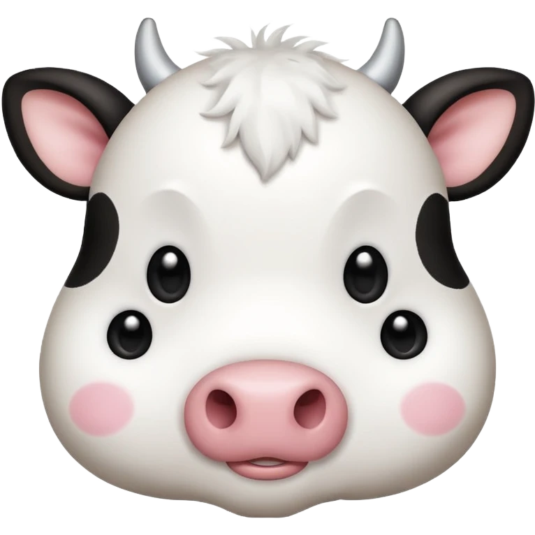 simple kawaii cow face, very simple dot eyes, big pupils emoji