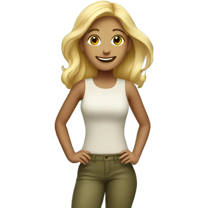 blonde girl in nature smile emoji