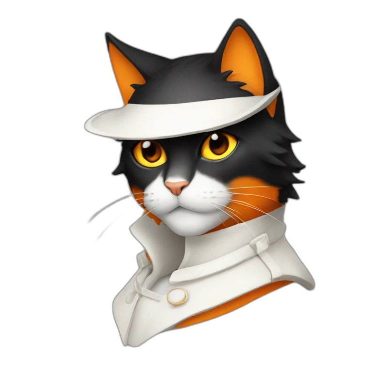 chat noir blanc orange emoji