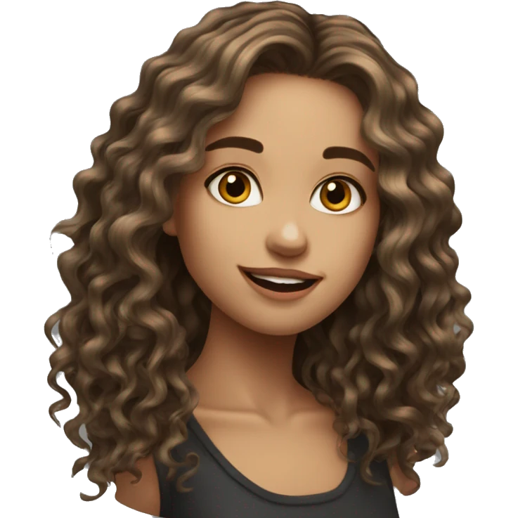 Wavy hair cute model girl long hair emoji