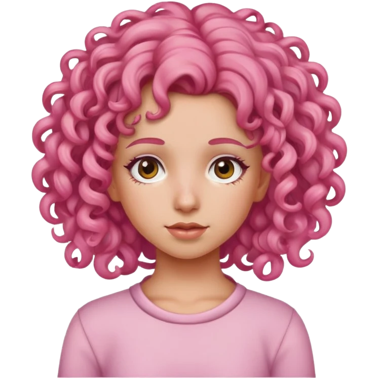 Girl with pink curly hair emoji