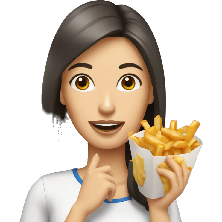 Femme nu qui mange une poutine emoji