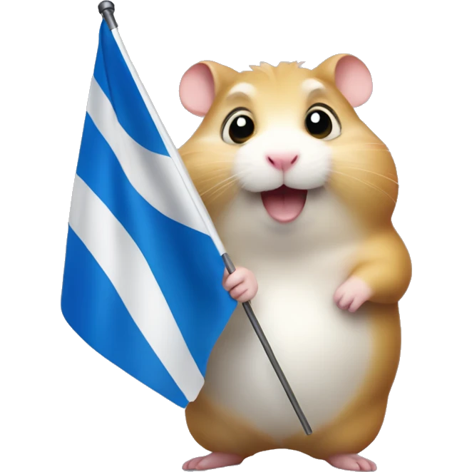Fat hamster waiving small Russian flag in its hand emoji