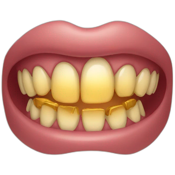 An emoji with golden teeth emoji