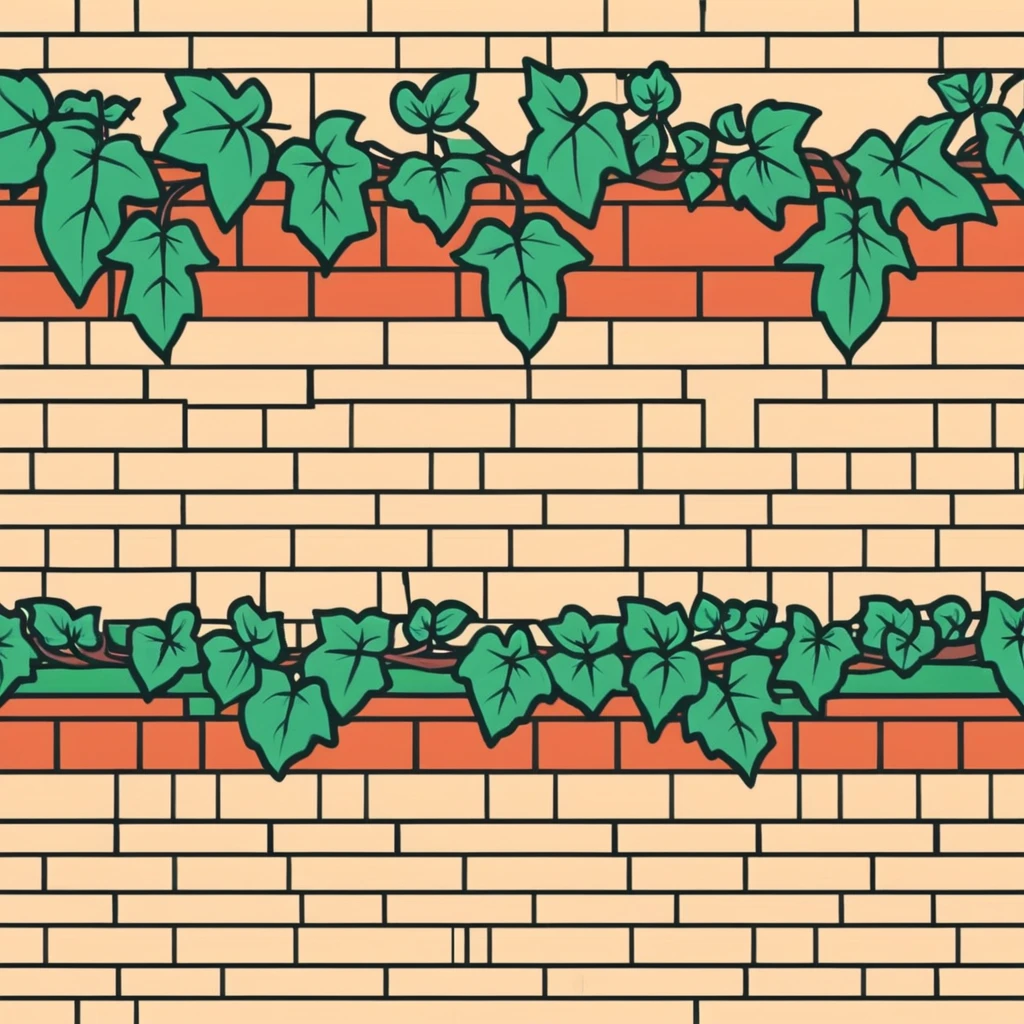 old brick wall with ivy vines and leaves emoji