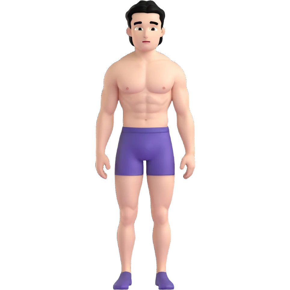 shirtless male athlete with white skin and slightly wavy black hair on top with shaved sides emoji