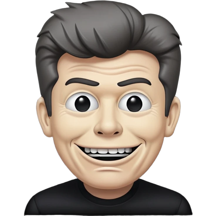 Rick Astley as gray suicidal trollface and the background is just pitch black emoji
