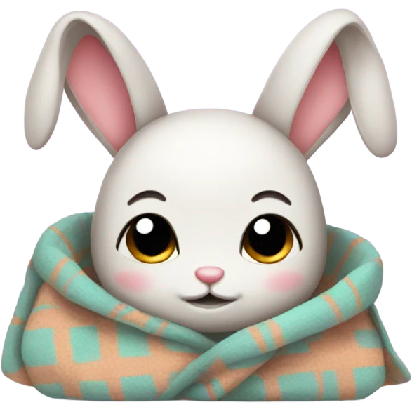 bunny with bows wrapped in a blanket emoji