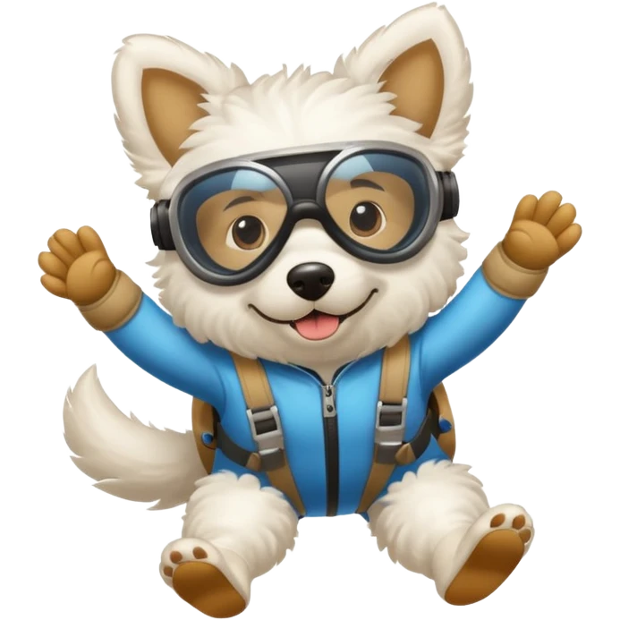 White fluffy dog skydiving emoji