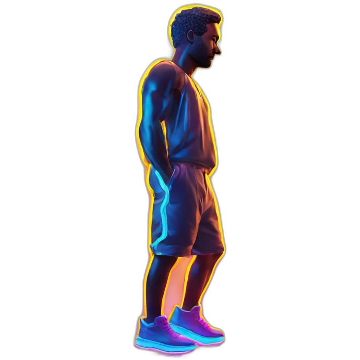 Juicy booty neon sign style man emoji