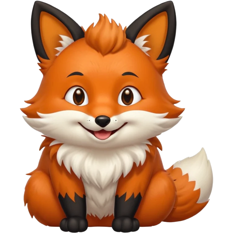 Floofy the Creampuff fox blackish away laughing, chubby. Black paws orange color emoji