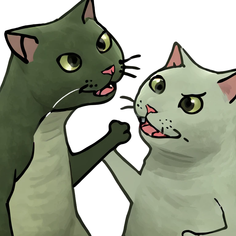 两只豆泥猫在打架 emoji